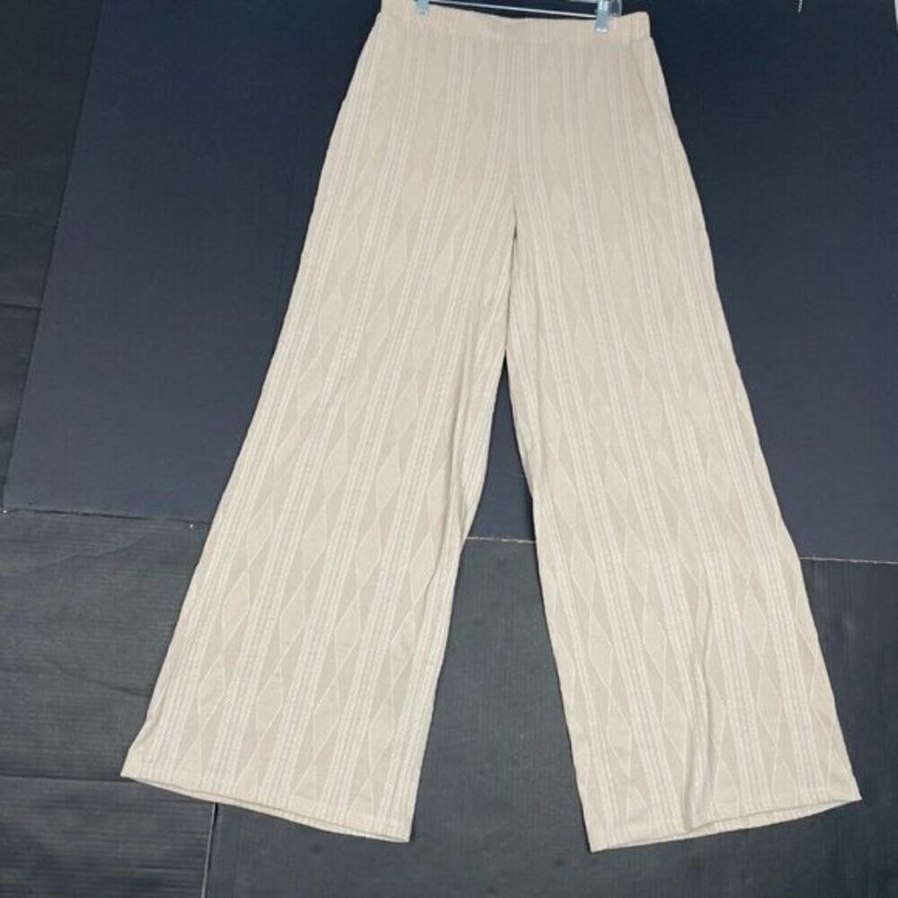 Hunter & Brown 2 Piece Beige,weater Cropped, Pantsuit Size XLarge Womens Long NE - Picture 3 of 15